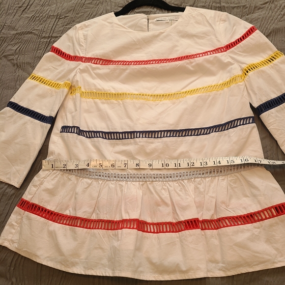 English Factory Chick Women Ladder  Lace 3/4 Sleeves 100% Cotton Shirt Size XS - Picture 2 of 8